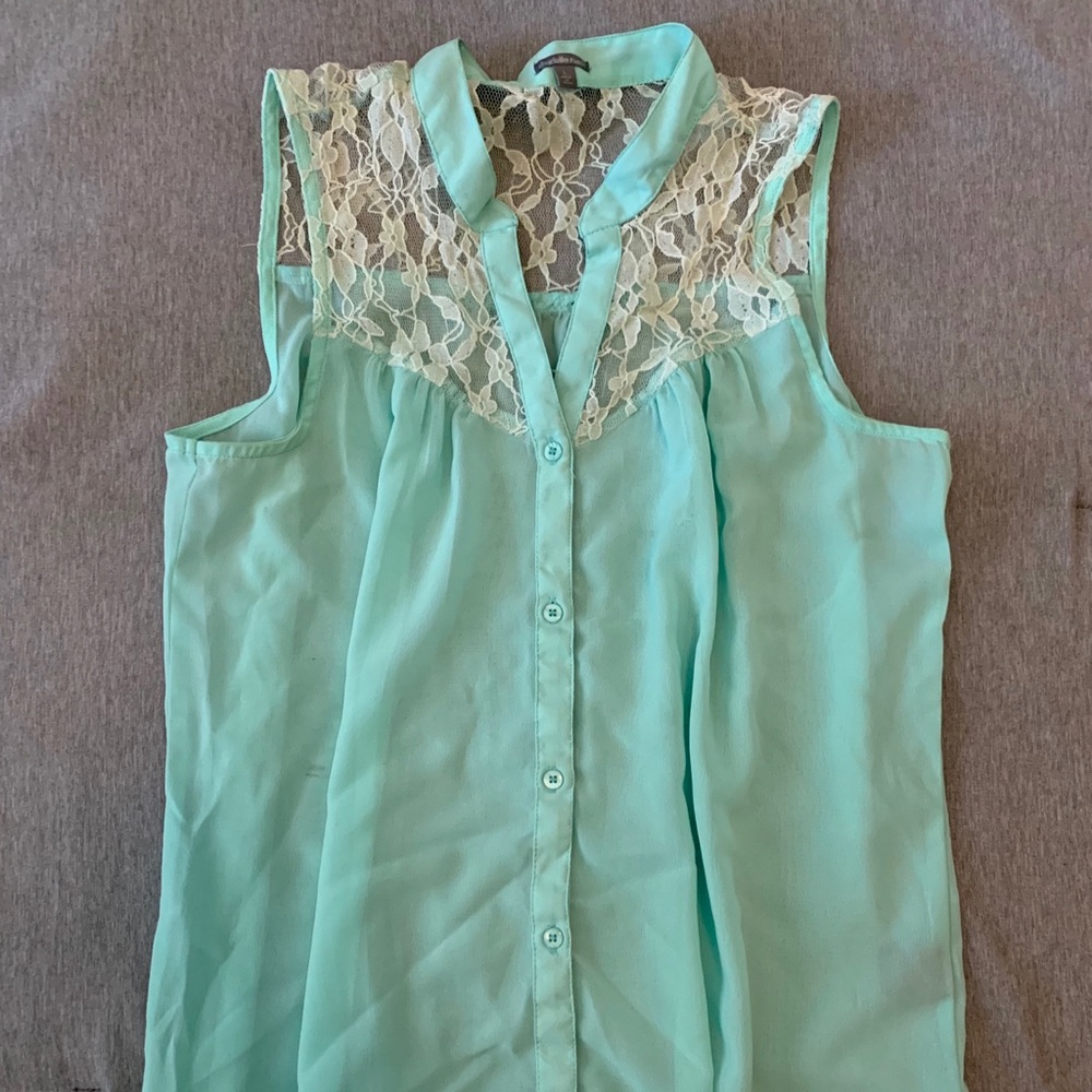 Turquoise Sleeveless Blouse